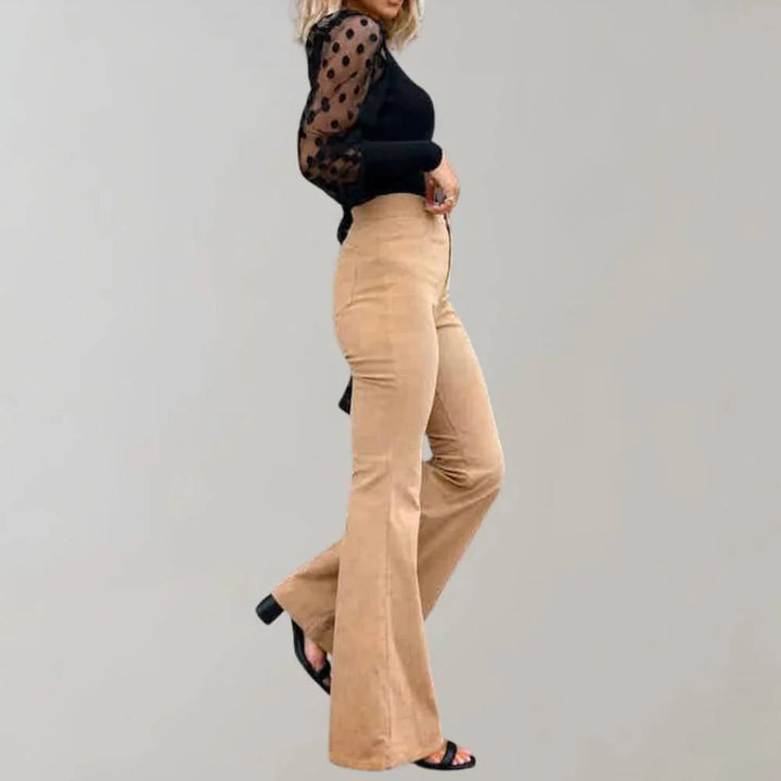 High Waisted Corduroy Flared Pants with Retro Charm for Women