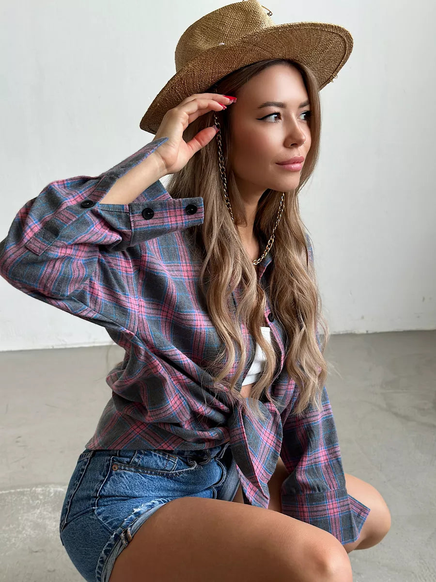 Classic Plaid Flannel Shirt with Cozy Style for Women