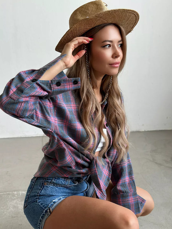 Classic Plaid Flannel Shirt with Cozy Style for Women