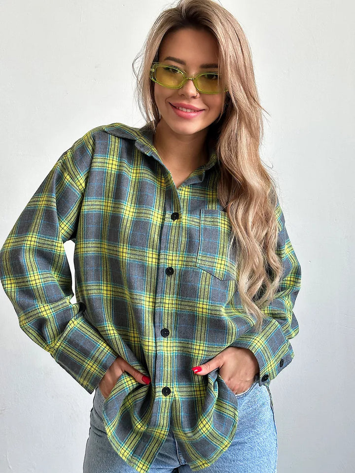 Classic Plaid Flannel Shirt with Cozy Style for Women