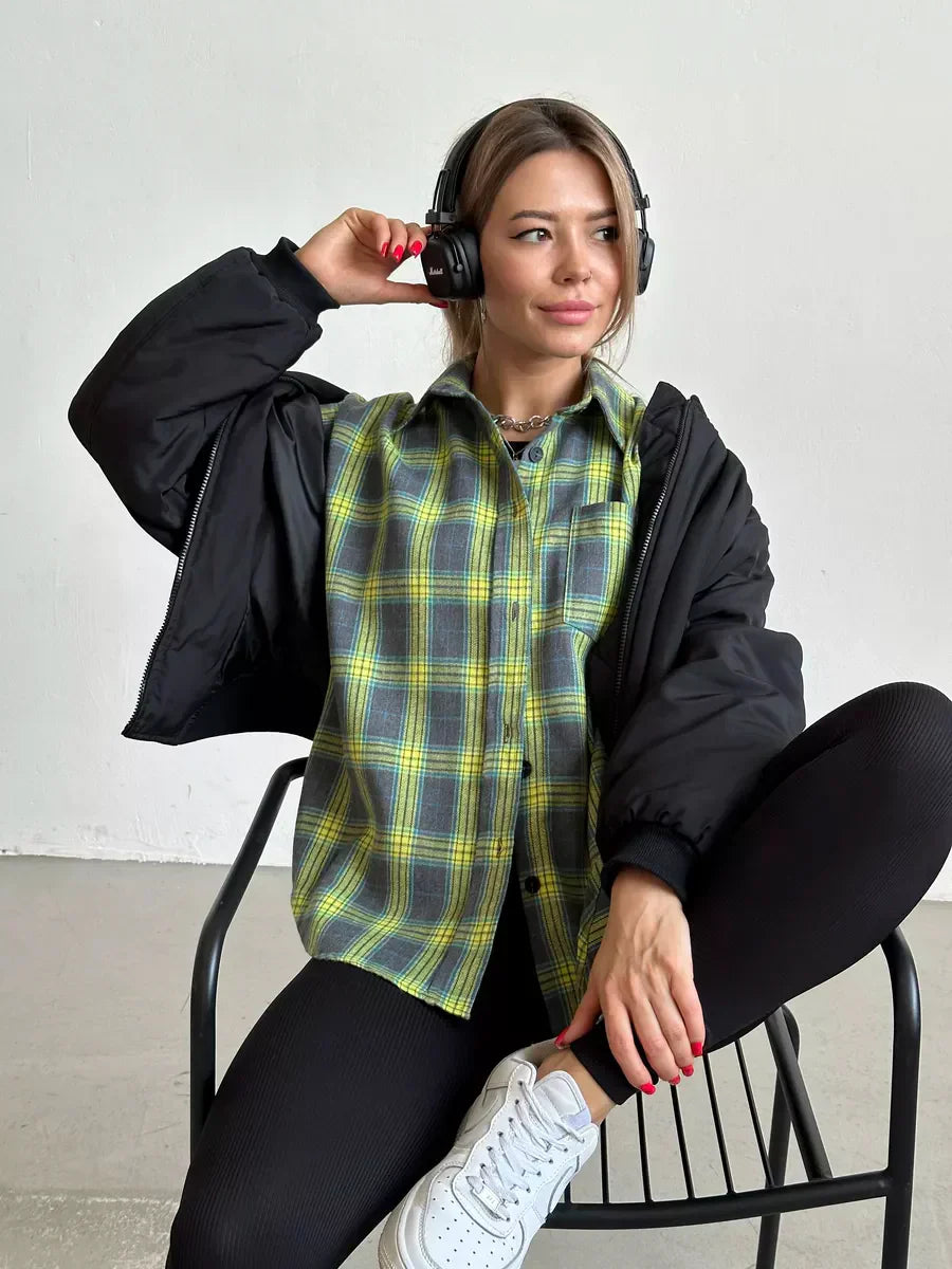 Classic Plaid Flannel Shirt with Cozy Style for Women