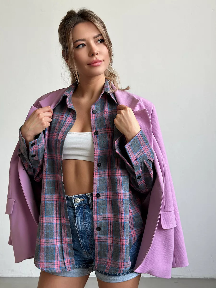 Classic Plaid Flannel Shirt with Cozy Style for Women