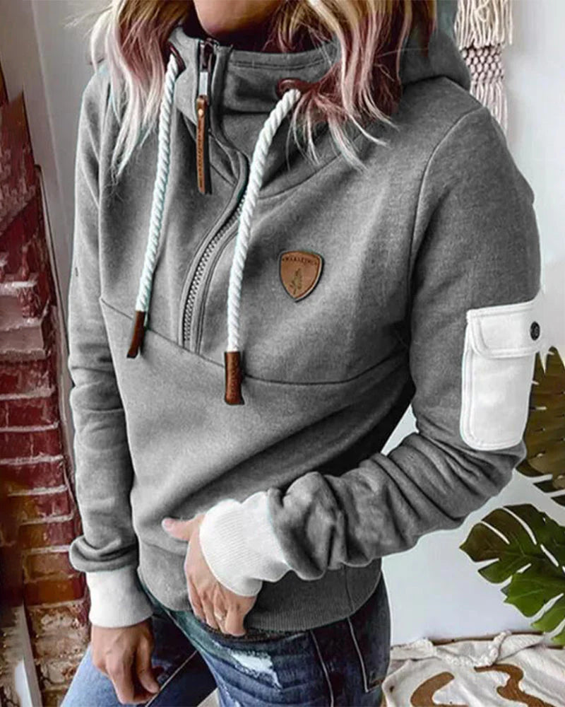 Casual Half Zip Hoodie For Women