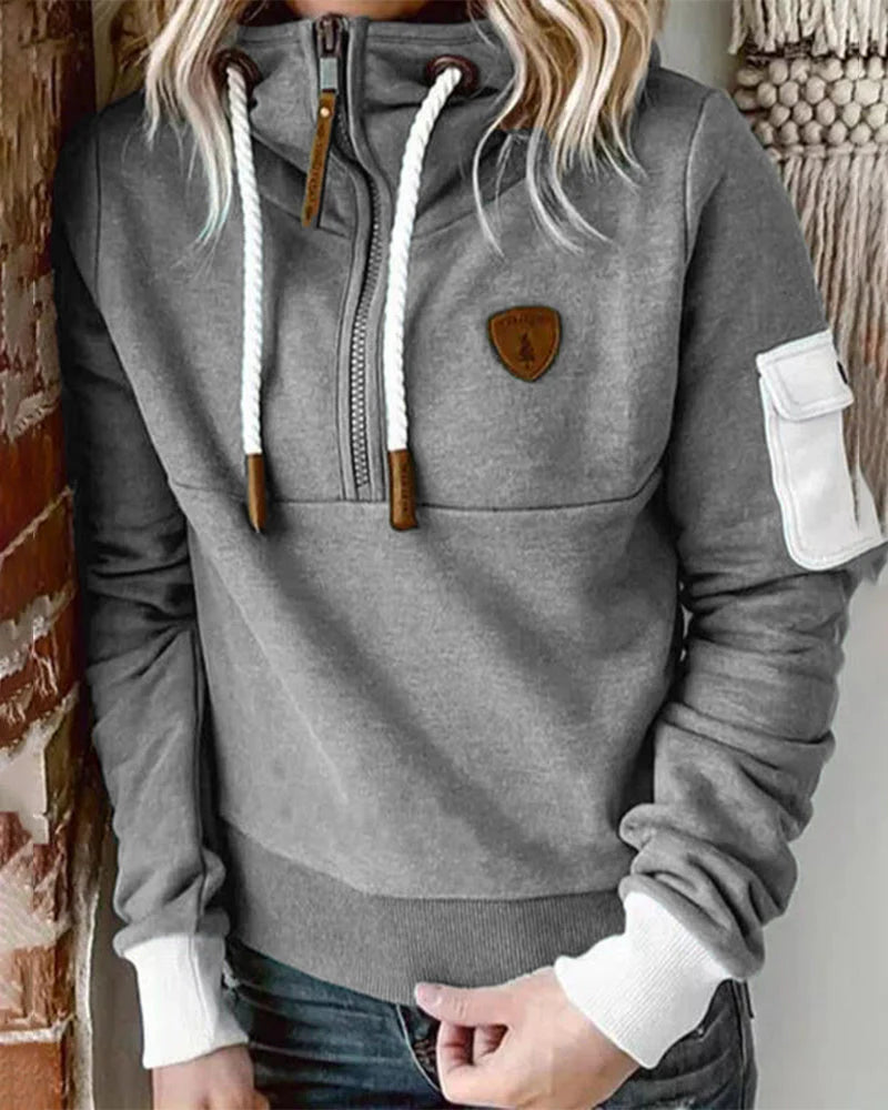 Casual Half Zip Hoodie For Women