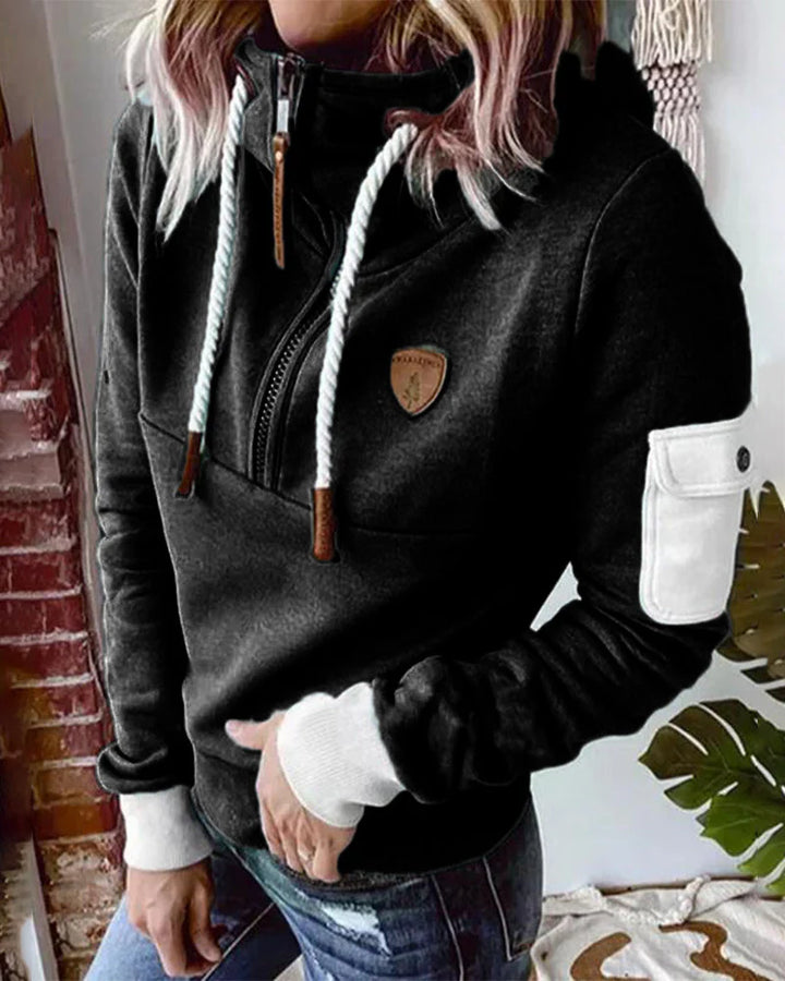 Casual Half Zip Hoodie For Women