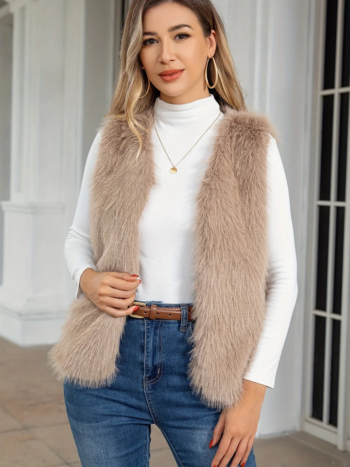 Sleeveless Fur Vest with Elegant Cozy Design for Women