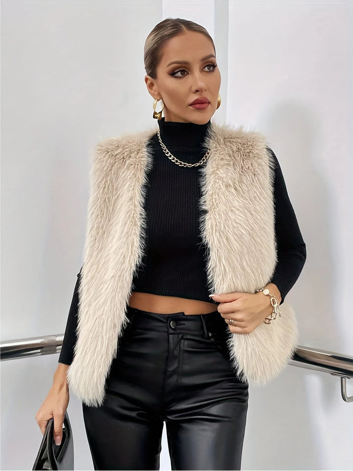 Sleeveless Fur Vest with Elegant Cozy Design for Women