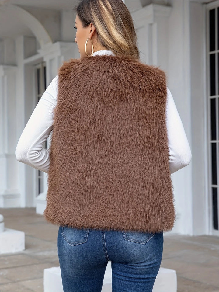 Sleeveless Fur Vest with Elegant Cozy Design for Women