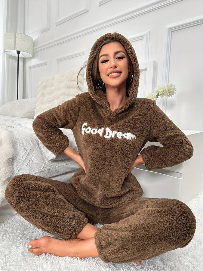 Cozy Brown Loungewear Set with Relaxed Fit For Women