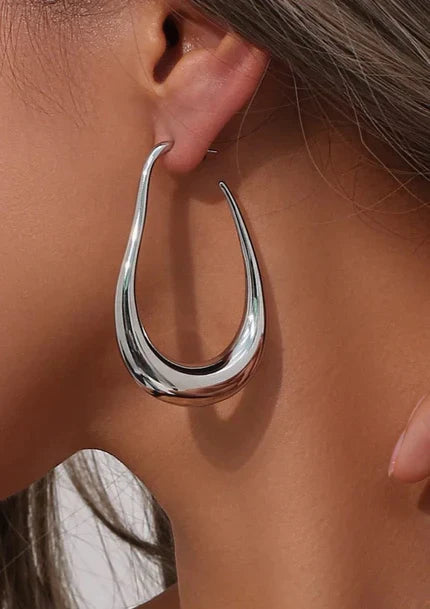 Elegant Teardrop Hoop Earrings with Minimalist Design For Women