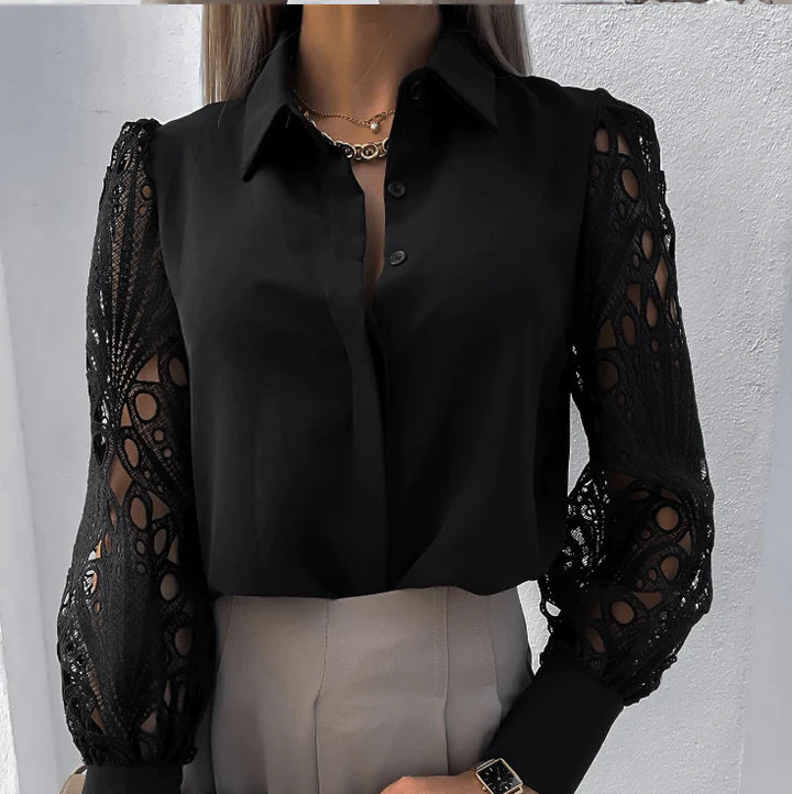 Celestial Satin Blouse with Keyhole Back for Women