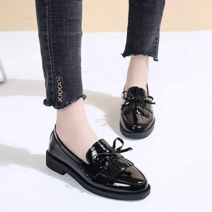 Elegant Leather Tassel Loafers For Women