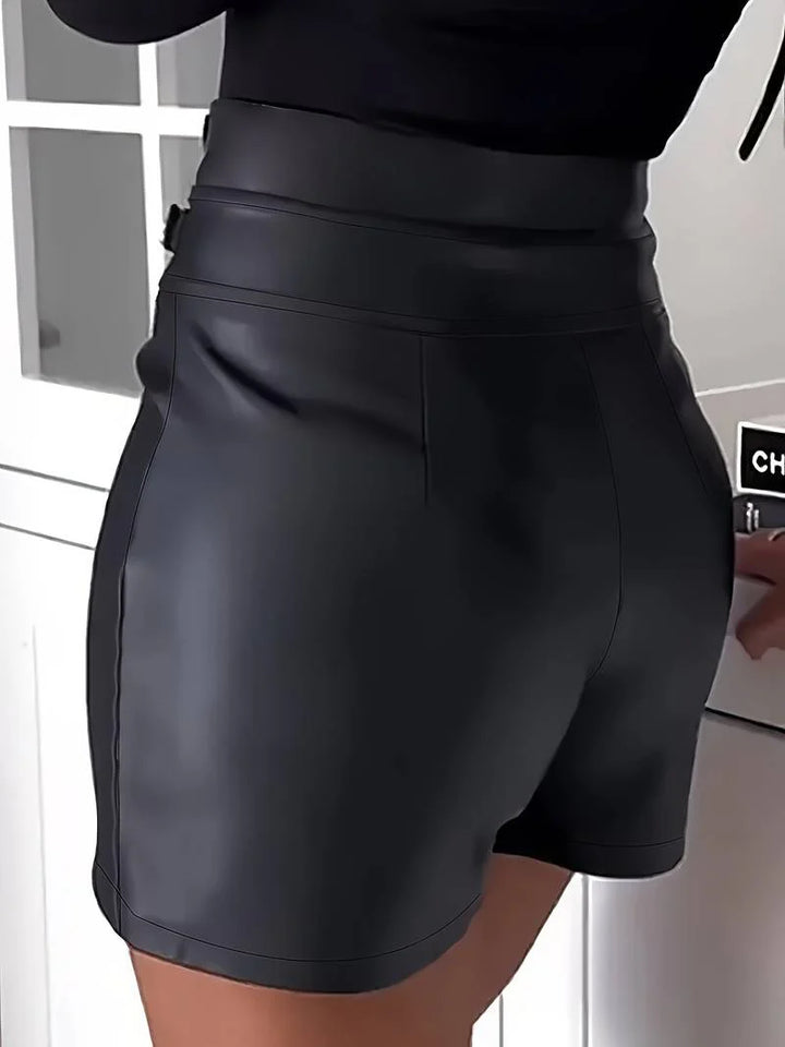 Stylish Leather Skirt with Chic Side Buckle for Women