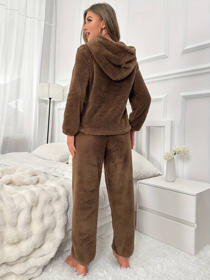 Cozy Brown Loungewear Set with Relaxed Fit For Women