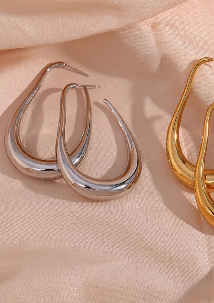 Elegant Teardrop Hoop Earrings with Minimalist Design For Women