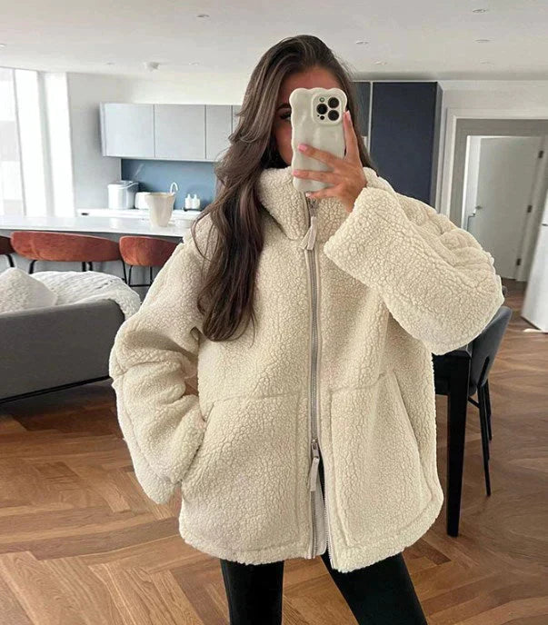 Oversized Fleece Jacket with Soft Warm Fabric for Women