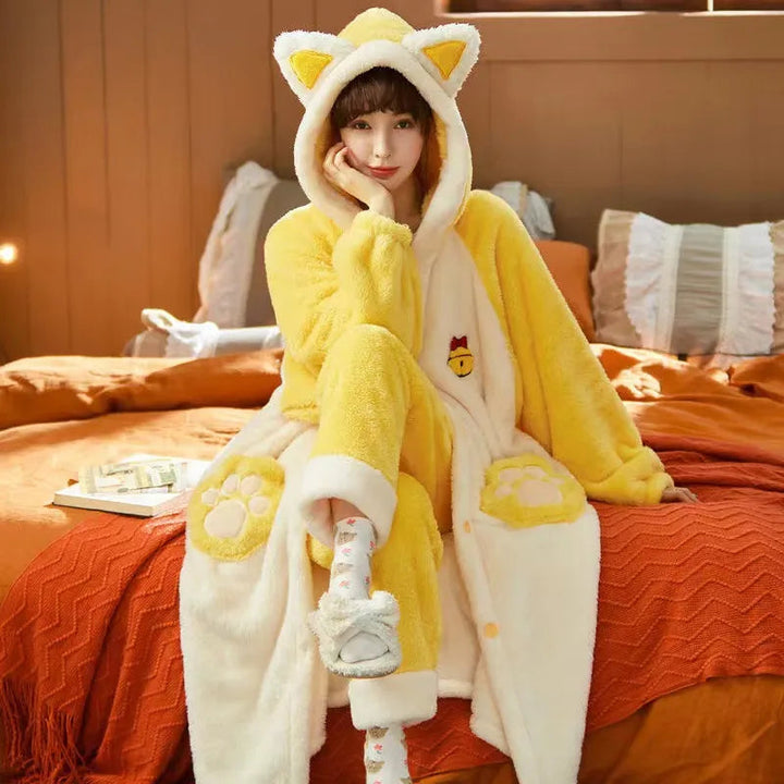 Comfortable Hooded Pajama Set For Women