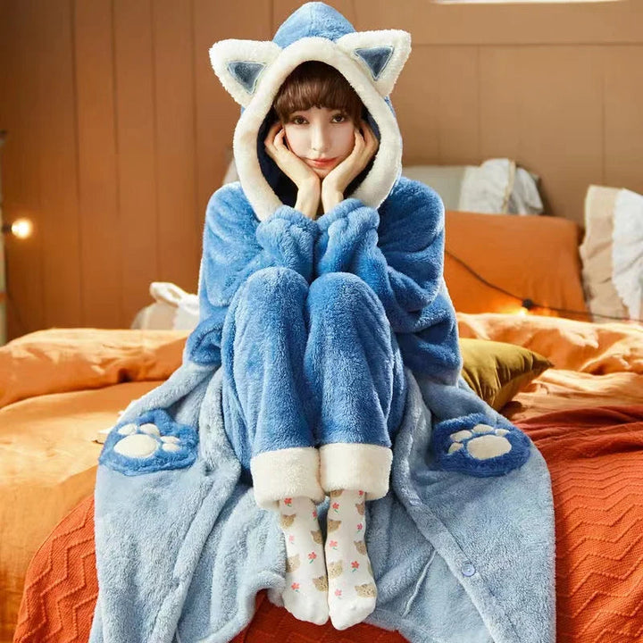 Comfortable Hooded Pajama Set For Women