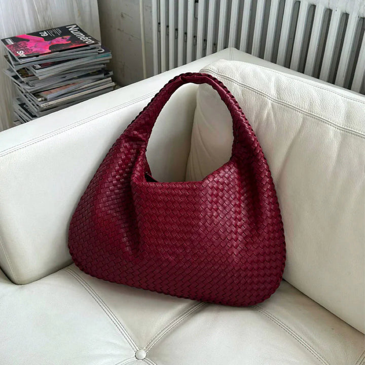 Leather Handbag with Elegant Wave-Flap Design for Women