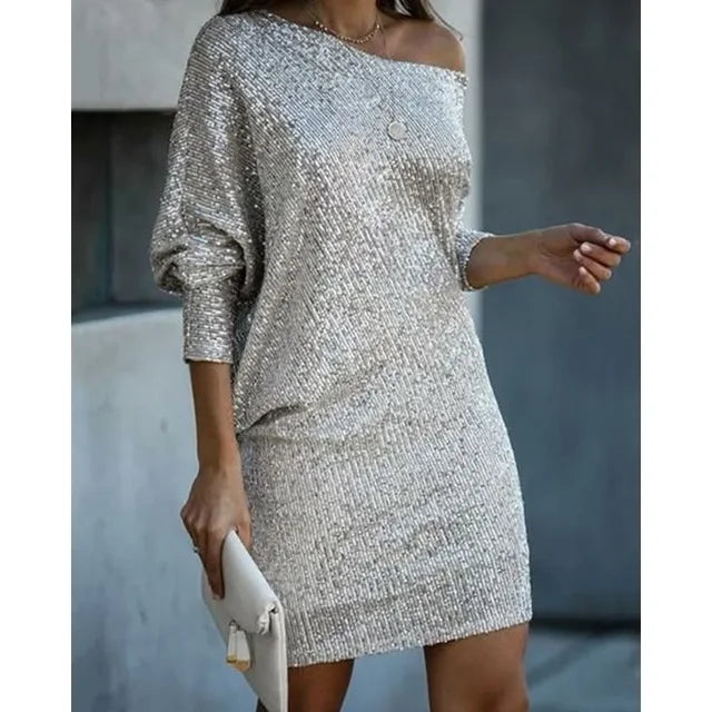 Stunning Contrast Sequin Party Dress For Women