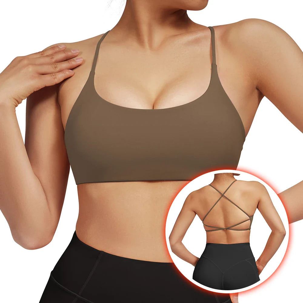 Backless Sports Bra with Padded Support for Women