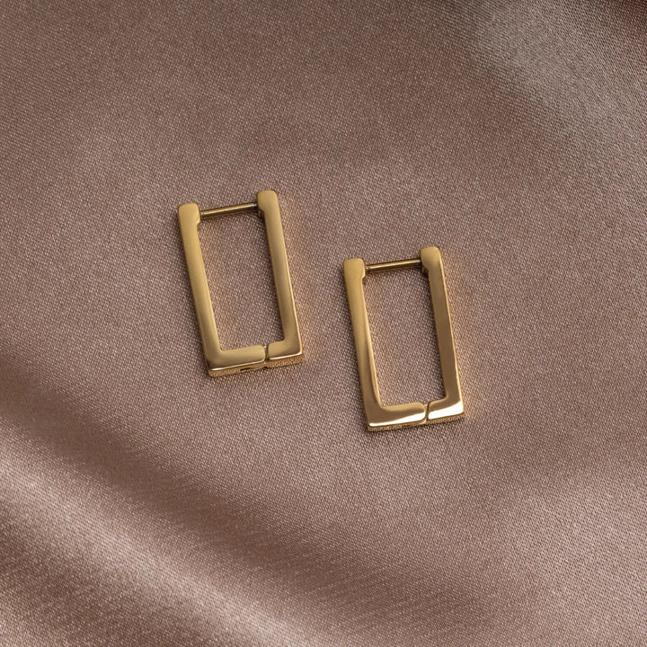 Gold Plated Rectangular Earrings with Elegant Appeal for Women