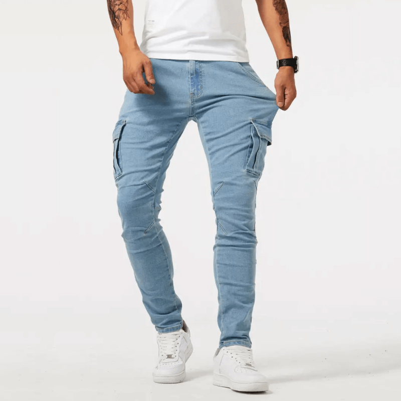 Rugged Cargo Jeans with Functional Style For Men