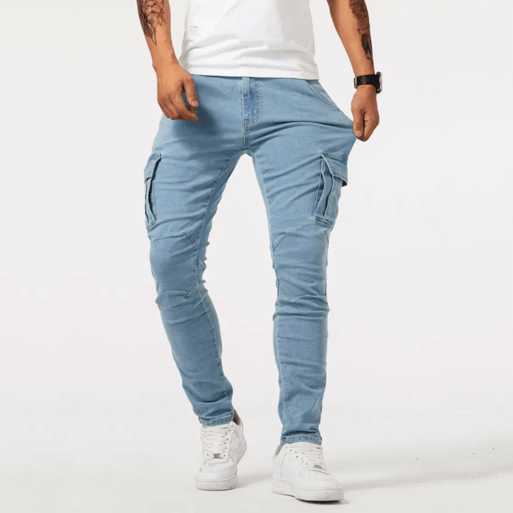 Rugged Cargo Jeans with Functional Style For Men