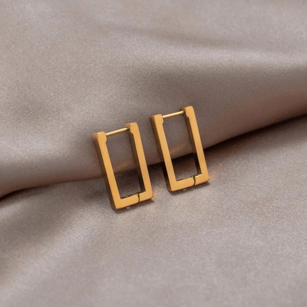 Gold Plated Rectangular Earrings with Elegant Appeal for Women