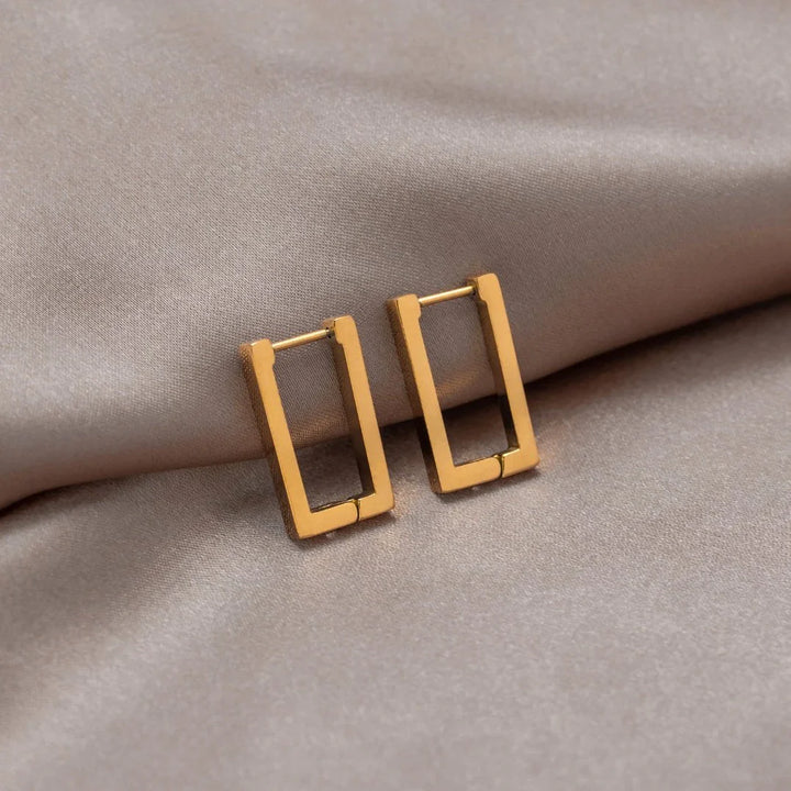 Gold Plated Rectangular Earrings with Elegant Appeal for Women