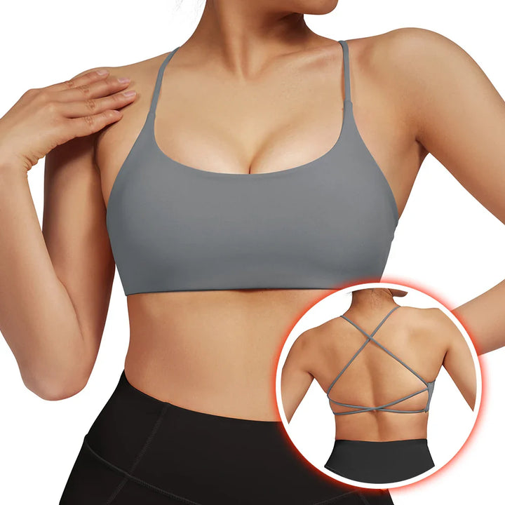 Backless Sports Bra with Padded Support for Women