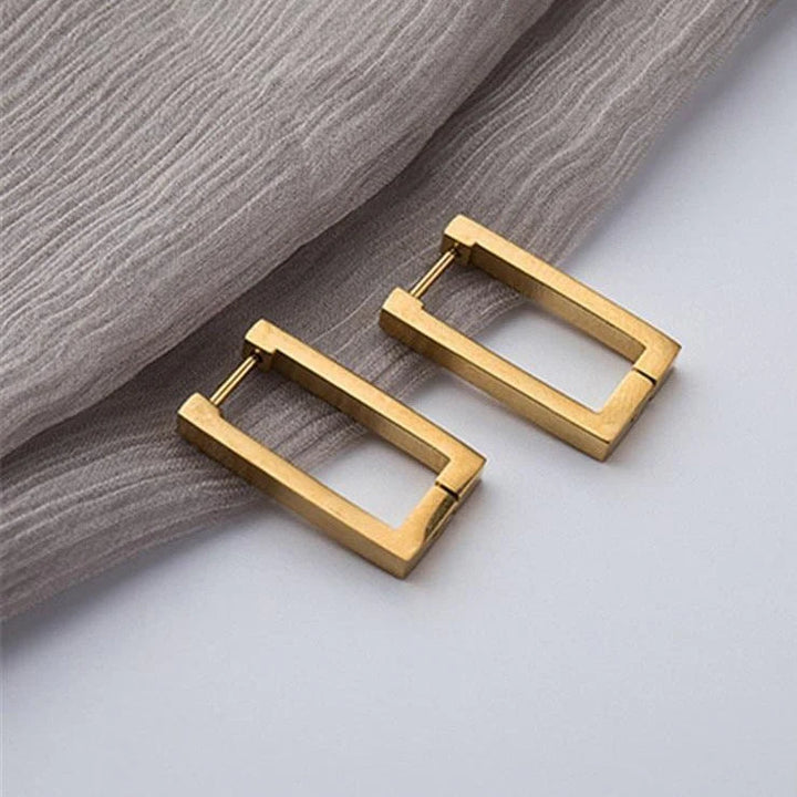 Gold Plated Rectangular Earrings with Elegant Appeal for Women