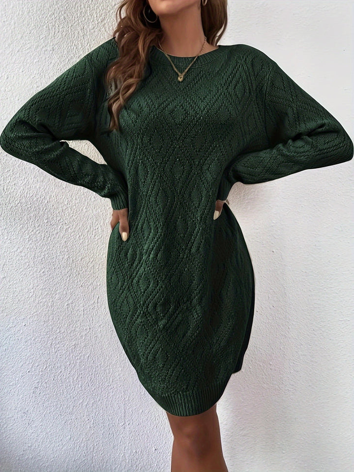 Elegant Plaid Knit Sweater Dress for Women