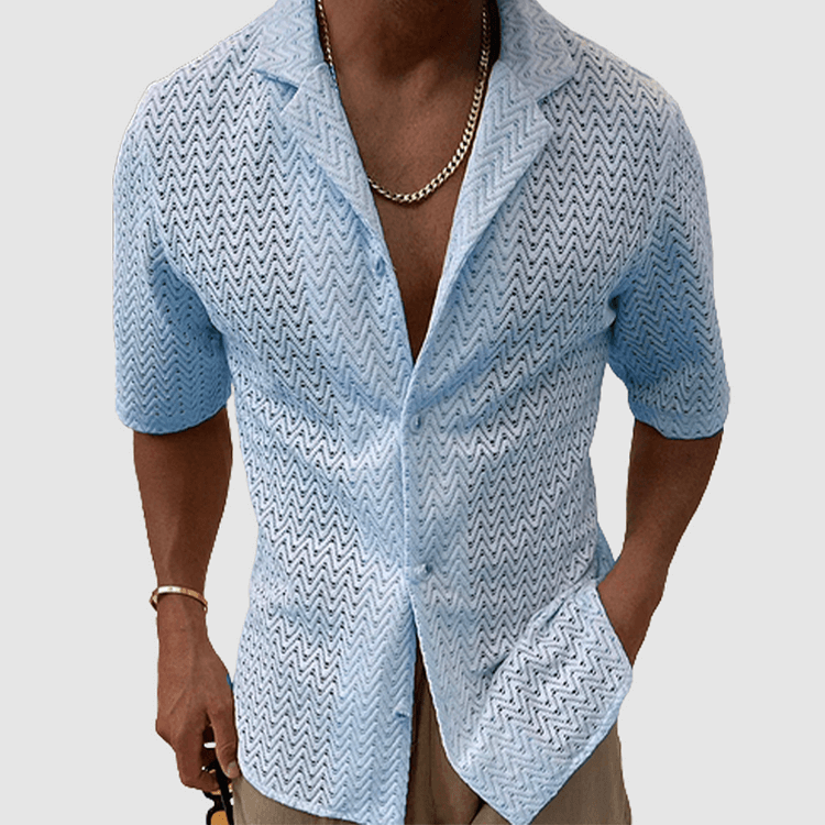 Plain-Coloured Knitted Shirt for Men