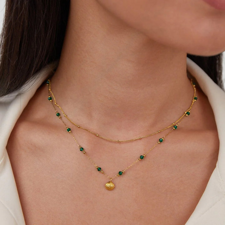 Radiant Gold Plated Layered Necklace with Graceful Elegance for Women