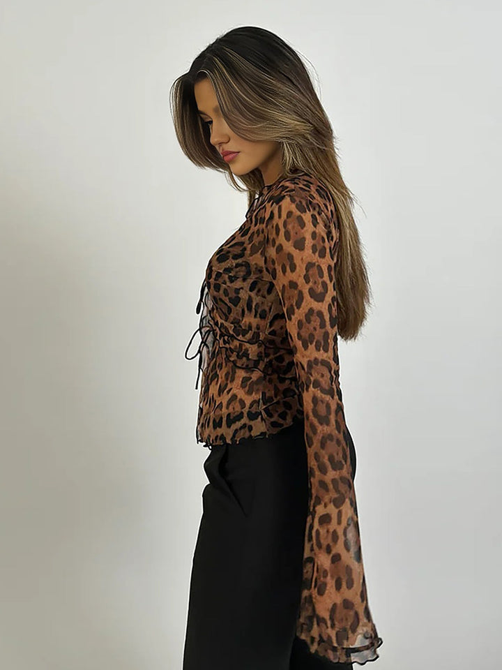 Leopard Print Knot Top for Women