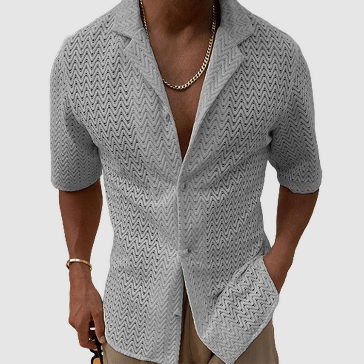 Plain-Coloured Knitted Shirt for Men