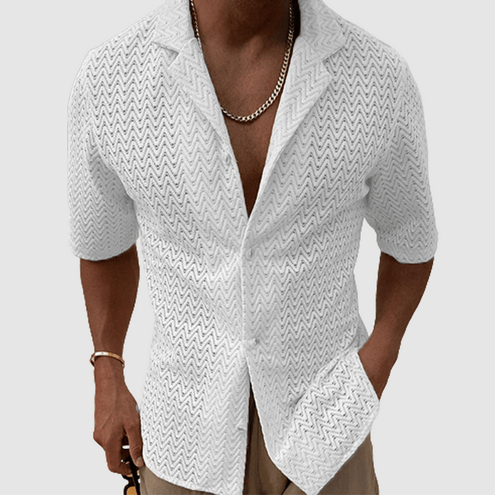 Plain-Coloured Knitted Shirt for Men