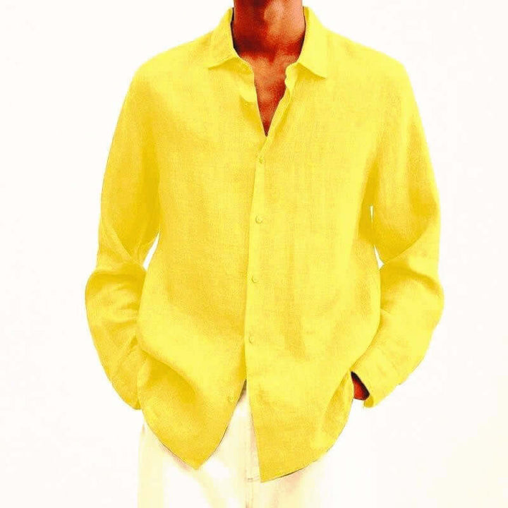 Long Sleeved Linen Like Shirt for Men