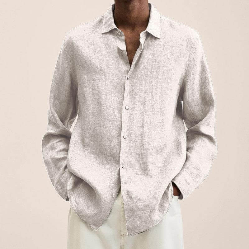 Long Sleeved Linen Like Shirt for Men