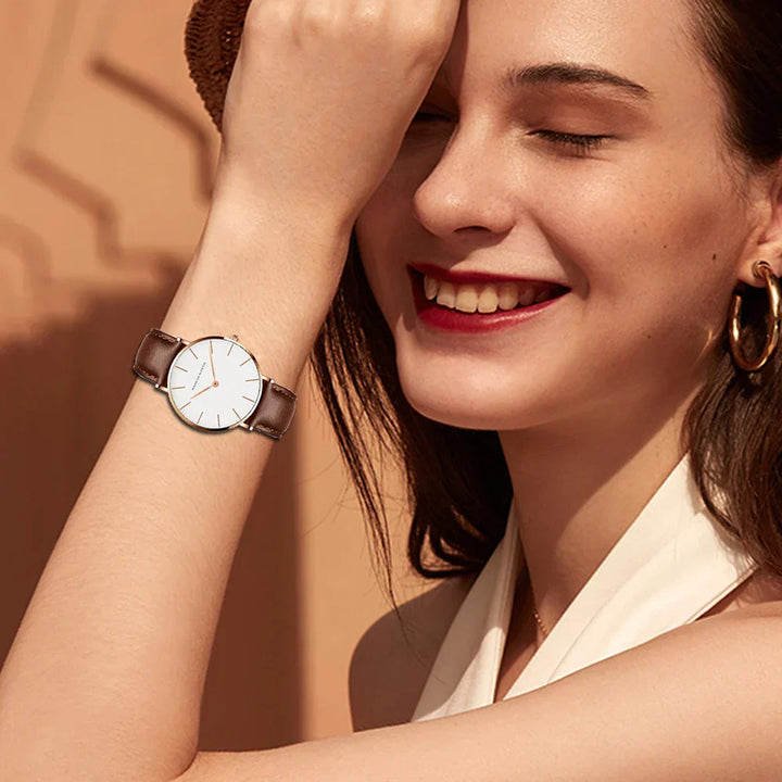 Classic Watch with a Timeless Leather Strap For Women