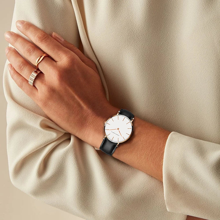 Classic Watch with a Timeless Leather Strap For Women