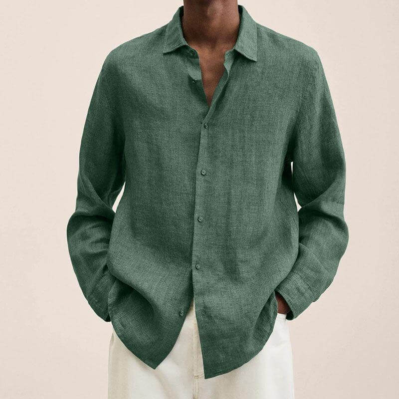 Long Sleeved Linen Like Shirt for Men