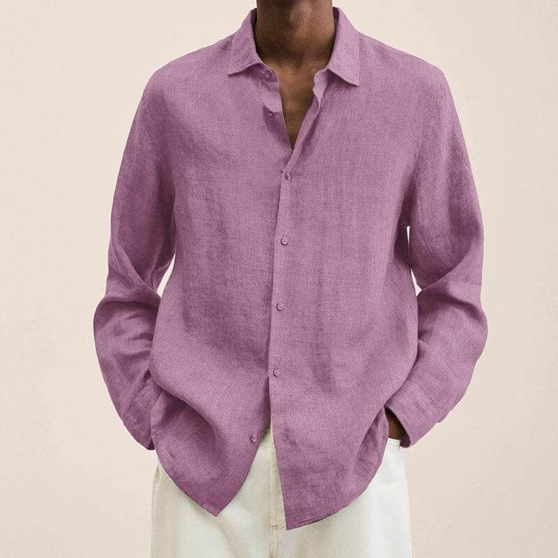 Long Sleeved Linen Like Shirt for Men