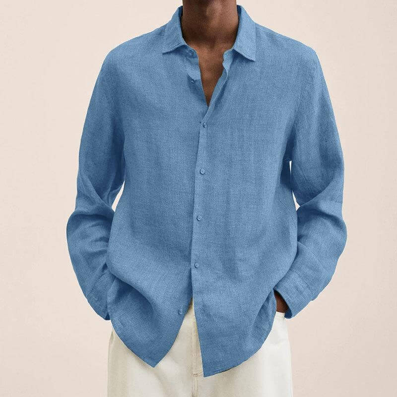 Long Sleeved Linen Like Shirt for Men