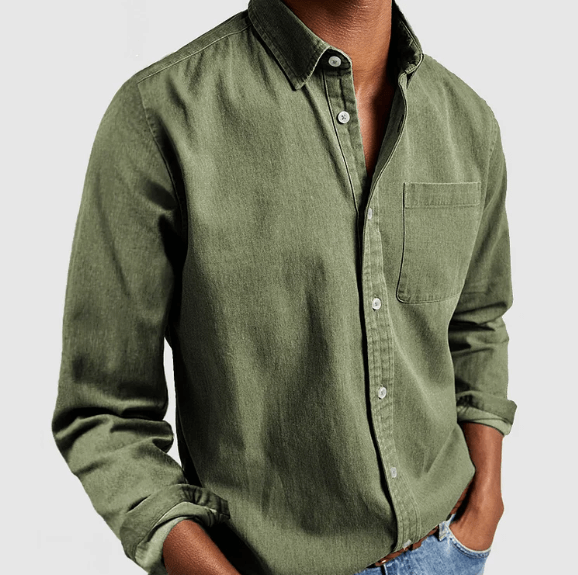 Cotton-Like Long-Sleeved Shirt for Men