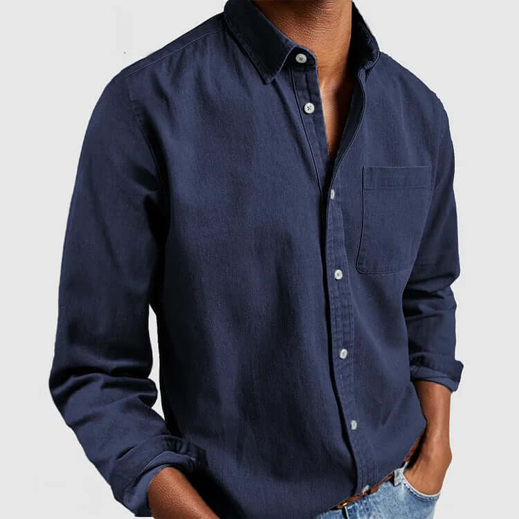 Cotton-Like Long-Sleeved Shirt for Men