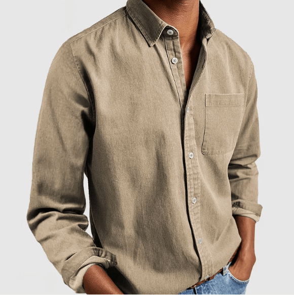 Cotton-Like Long-Sleeved Shirt for Men