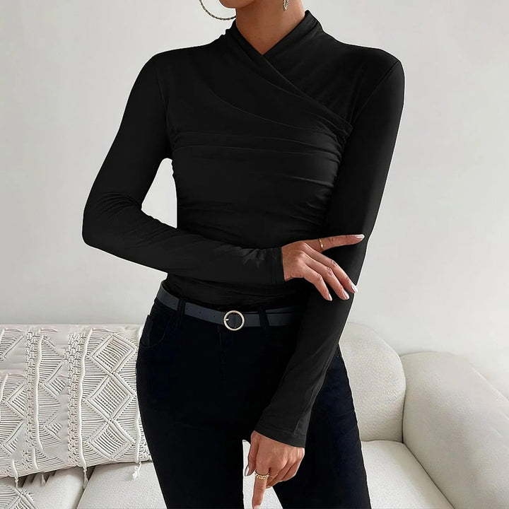 Elegant Wrap Long-Sleeve Blouse for Women