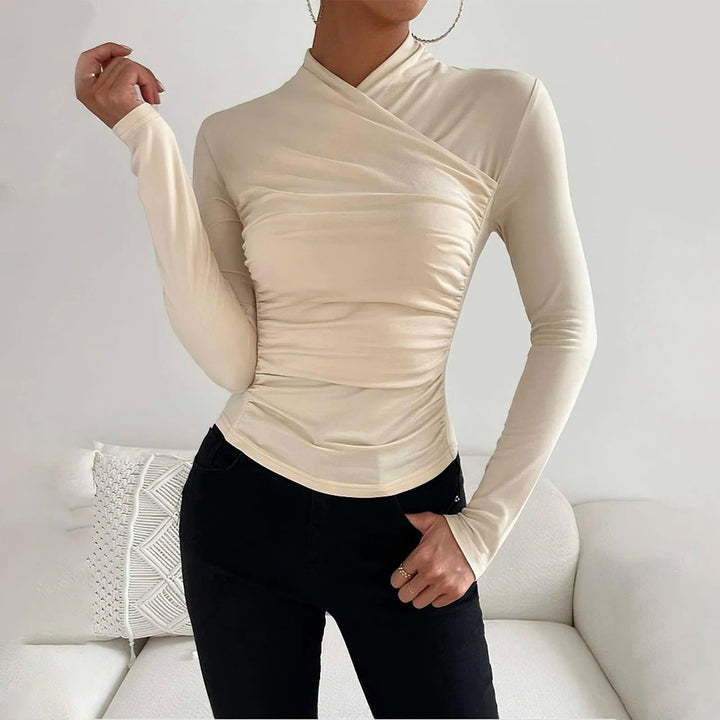 Elegant Wrap Long-Sleeve Blouse for Women